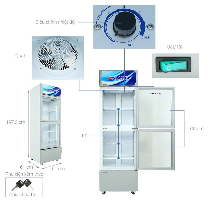 Tủ mát Alaska 2 cánh 450 lít LC743DB sự lựa chọn lý tưởng dành cho bạn